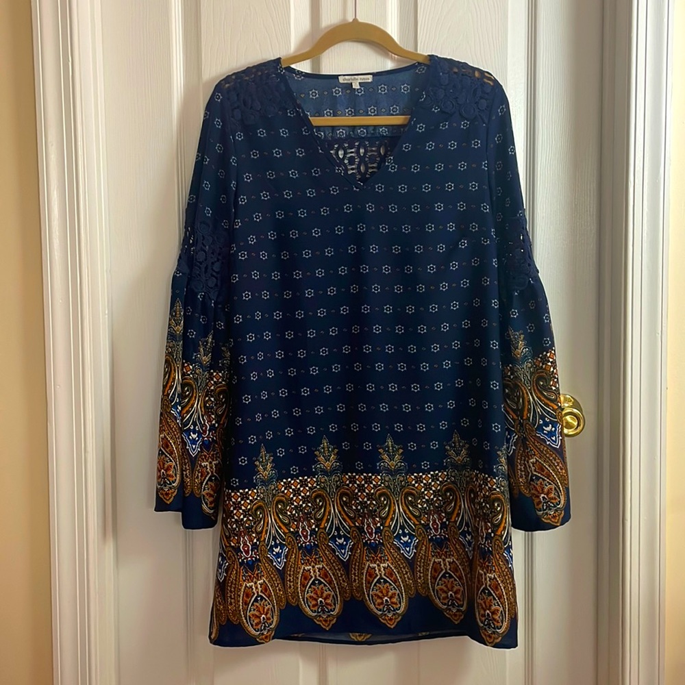 Boho Trumpet Sleeve Dress